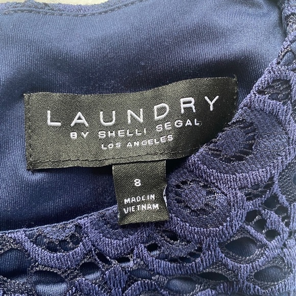 laundry by Shelli Segal Dress Womens 8 Blue Lace Short Sleeve Mini Dress Party - Picture 5 of 11